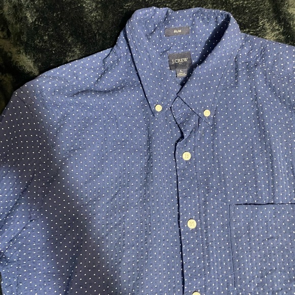 J. Crew Blue Casual Button Down Shirt with Geometric Pattern - Picture 15 of 15